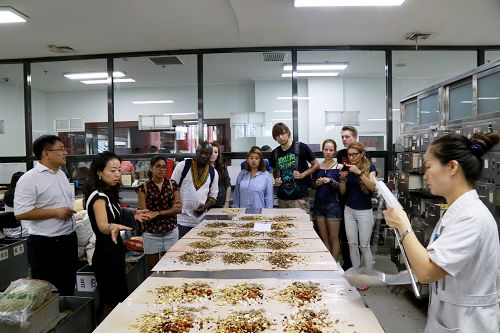 英国师生参观我校附属第一医院中药饮片药局
