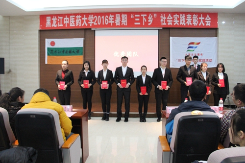 2016年暑期“三下乡”社会实践“优秀团队”获奖代表上台领奖
